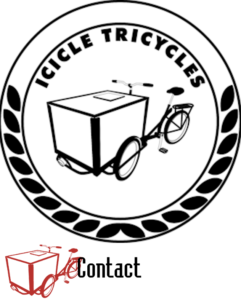 Icicle Tricycles logo an another Icicle Tricycle logo with text "Contact" adjacent